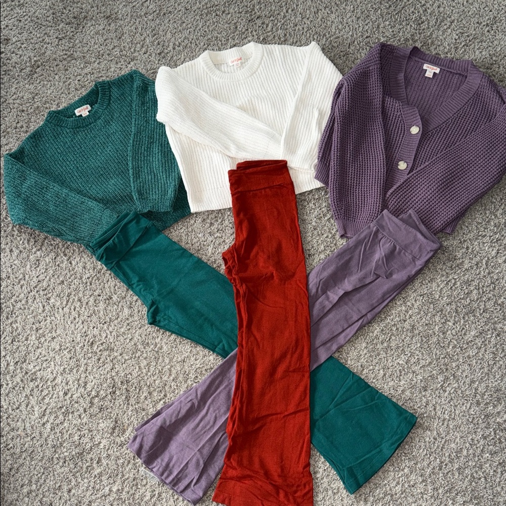 Colorful Knit Sweaters and Leggings Set
